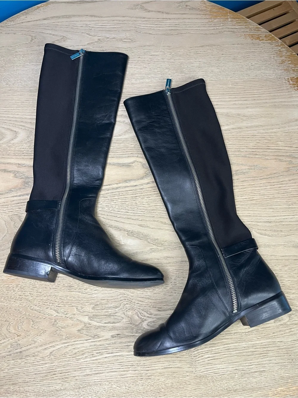 Michael Kors Hamilton Classic Black Leather Knee High Riding Boots Womens Size 7